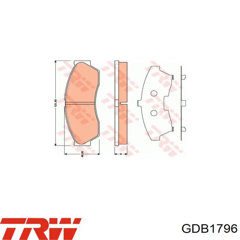 Колодки гальмівні передні, дискові GDB1796 TRW