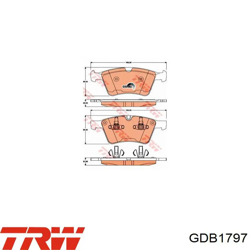 Купити GDB1797 TRW Колодки гальмівні передні, дискові