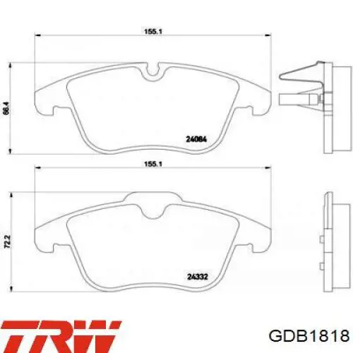 Гальмівні колодки TRW GDB1818 ціна, від 46.75 USD