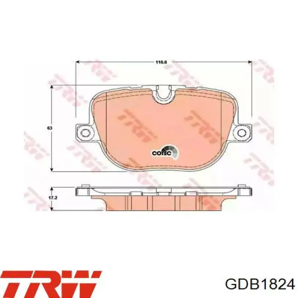 GDB1824 TRW колодки гальмові задні, дискові