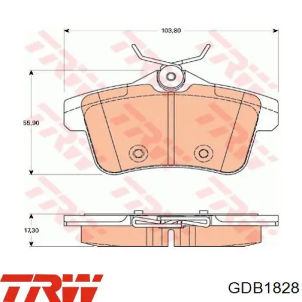 GDB1828 TRW Колодки гальмівні задні, дискові