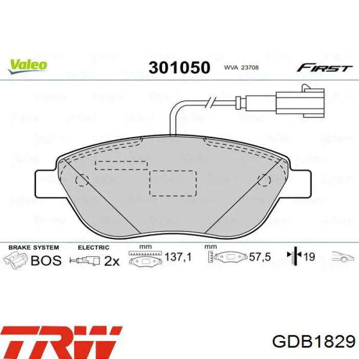 Передні тормозні колодки GDB1829 TRW