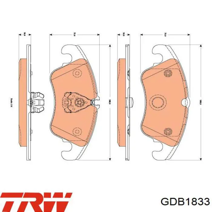 GDB1833 TRW колодки гальмівні передні, дискові