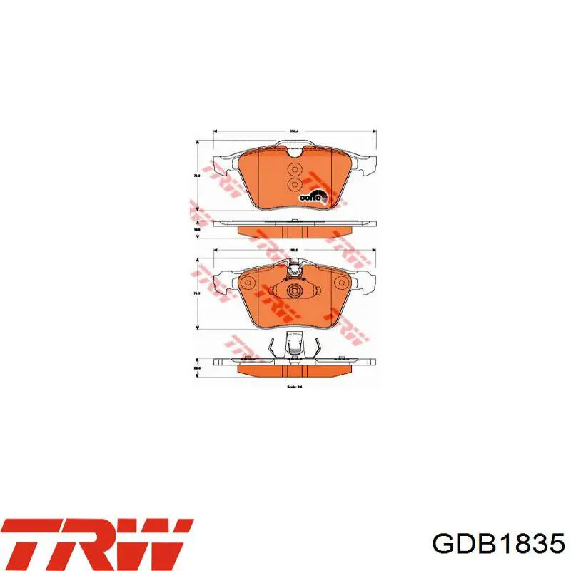 Колодки гальмівні передні, дискові GDB1835 TRW