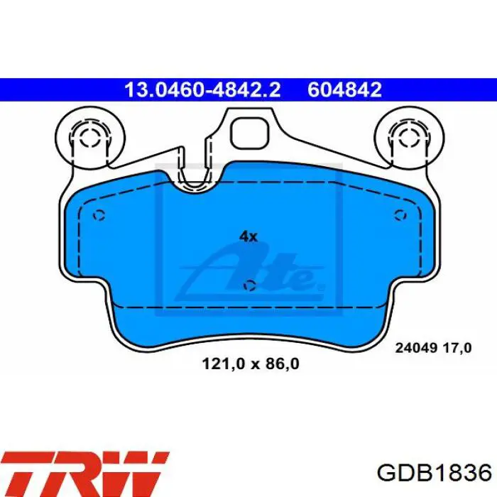 Передні тормозні колодки GDB1836 TRW