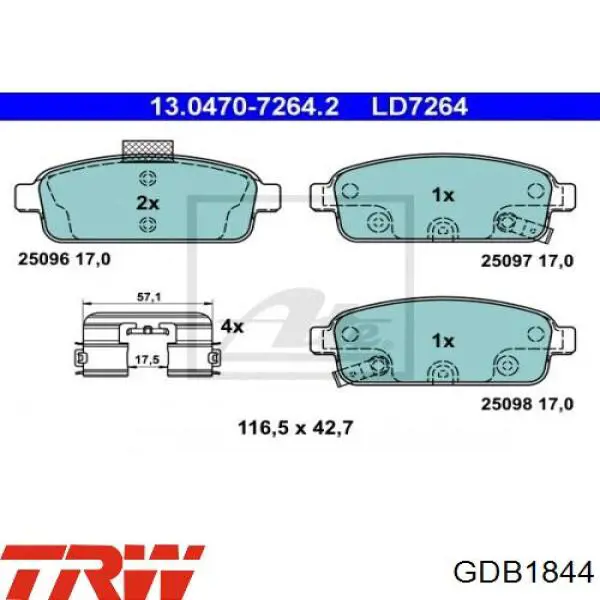 Задні дискові колодки TRW GDB1844