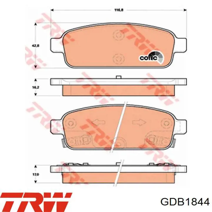 Купити GDB1844 TRW Задні колодки