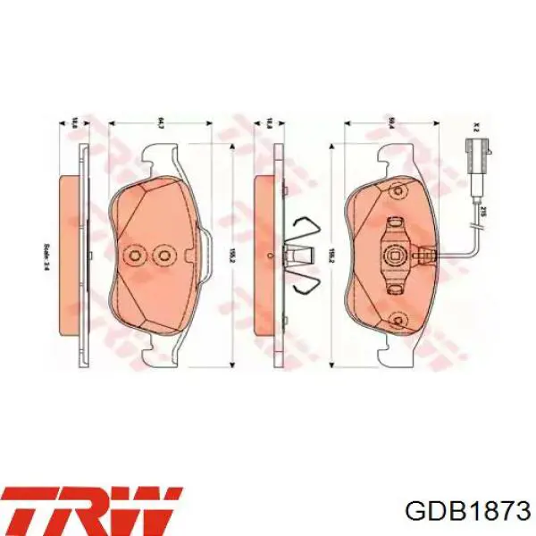 GDB1873 TRW колодки гальмівні передні, дискові