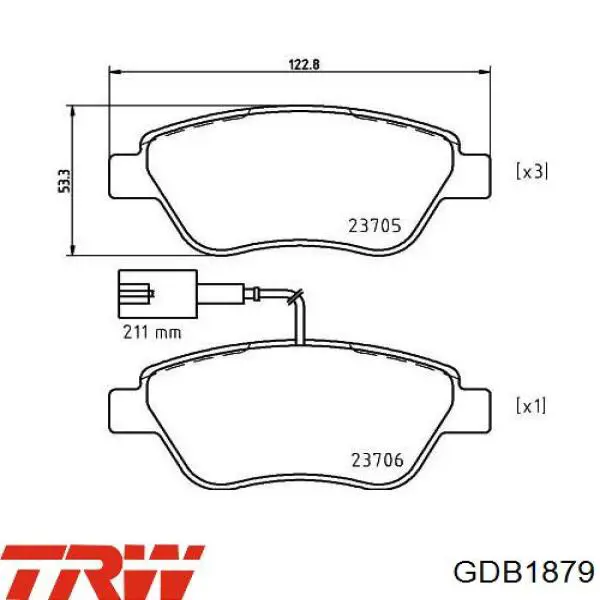 Гальмівні колодки TRW GDB1879 ціна, від 23.19 USD