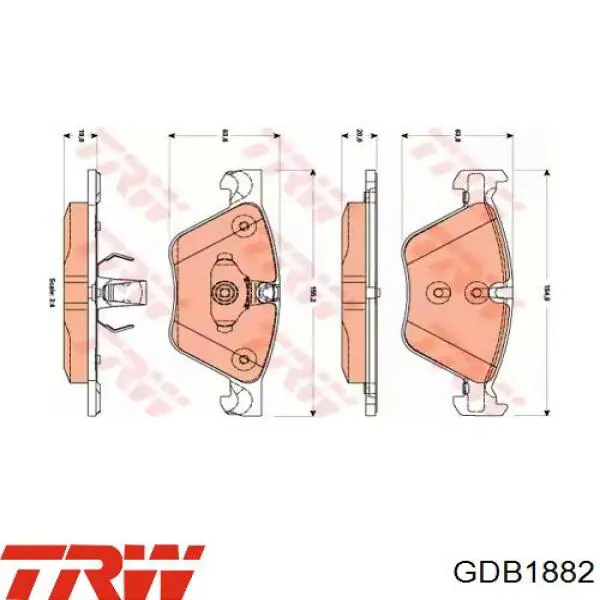GDB1882 TRW Передні гальмівні колодки