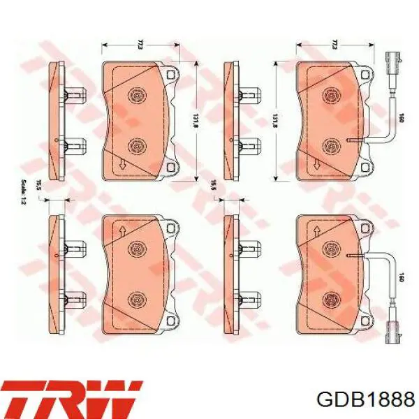 GDB1888 TRW колодки гальмівні передні, дискові