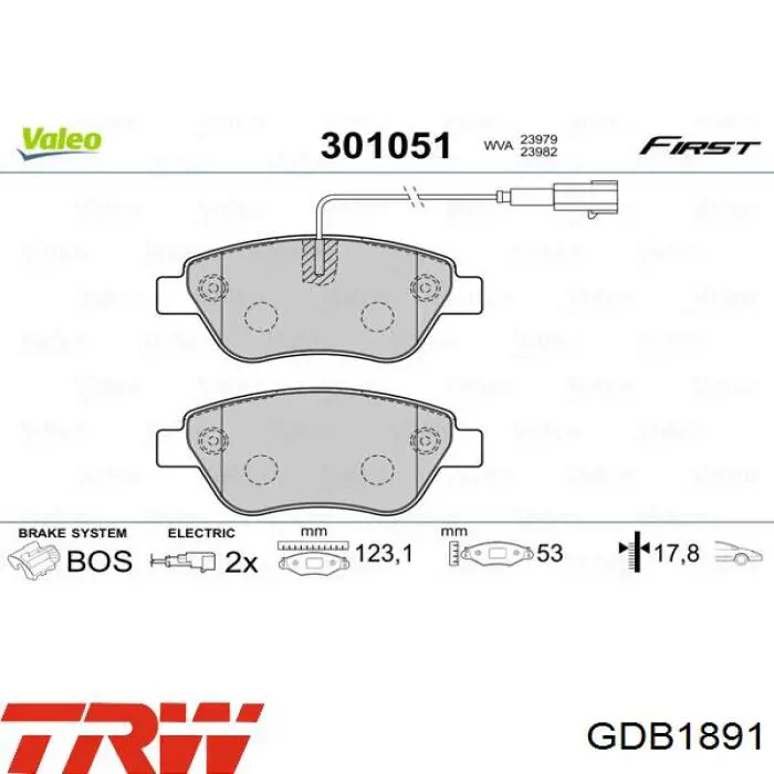 Передні тормозні колодки GDB2164 TRW