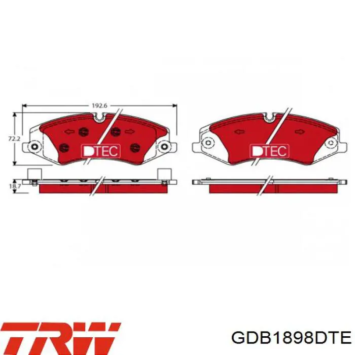 GDB1898DTE TRW колодки гальмівні передні, дискові