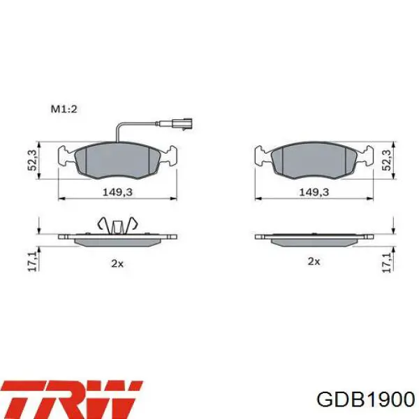 GDB1900 TRW колодки гальмівні передні, дискові
