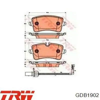 Задні гальмівні колодки GDB1902 TRW