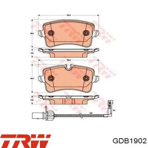 GDB1902 TRW колодки гальмові задні, дискові