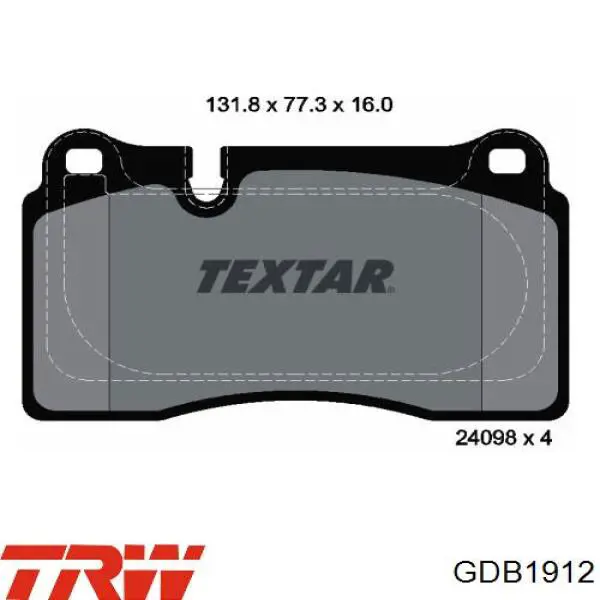 Передні тормозні колодки GDB1912 TRW