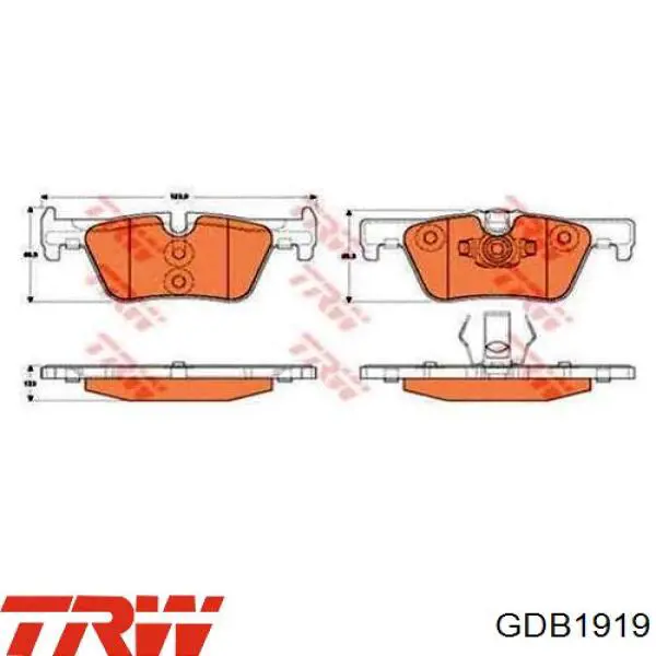 Задні гальмівні колодки GDB1919 TRW