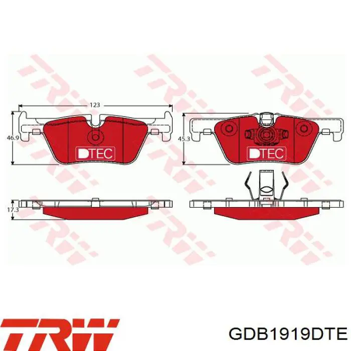 GDB1919DTE TRW колодки гальмові задні, дискові