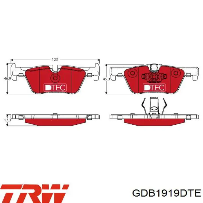 Задні гальмівні колодки TRW GDB1919DTE ціна, від 51.98 USD
