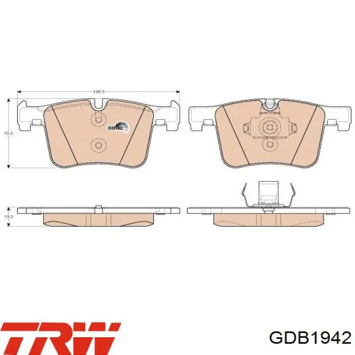 Колодки гальмівні передні, дискові GDB1942 TRW