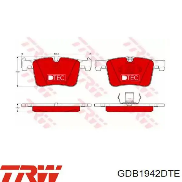 Передні тормозні колодки GDB1942DTE TRW