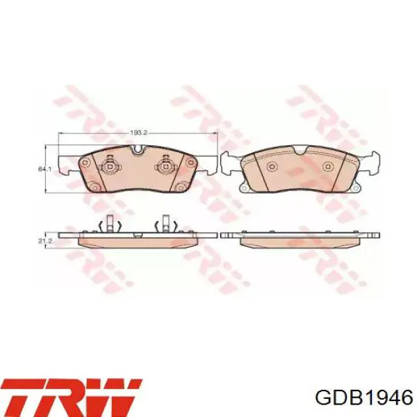 Передні тормозні колодки GDB1946 TRW