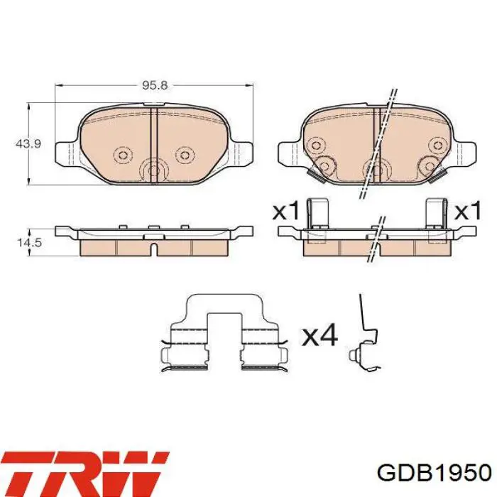 GDB1950 TRW Колодки гальмівні задні, дискові
