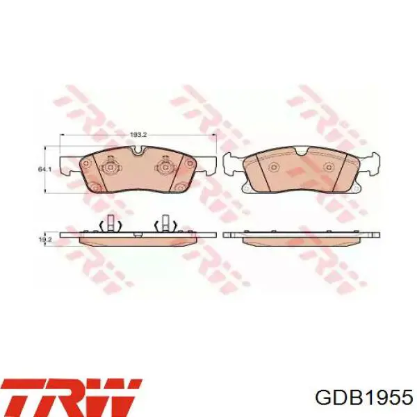 Передні тормозні колодки GDB1955 TRW