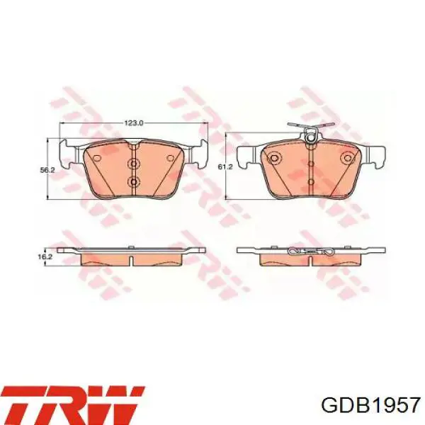 Купити GDB1957 TRW Задні колодки