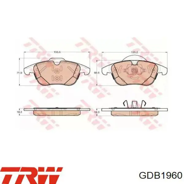 Купити GDB1960 TRW Колодки гальмівні передні, дискові
