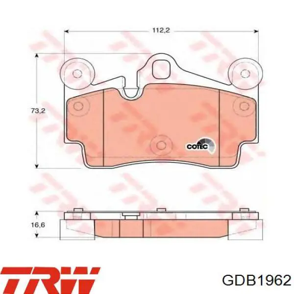 Колодки гальмові задні, дискові 9Y0698451A Porsche