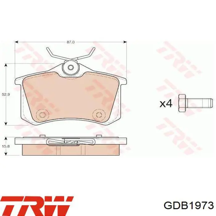GDB1973 TRW колодки гальмові задні, дискові
