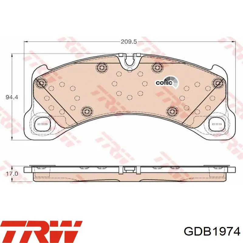 GDB1974 TRW Передні гальмівні колодки