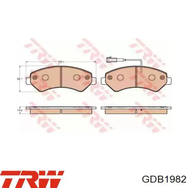 Купити GDB1982 TRW Колодки гальмівні передні, дискові