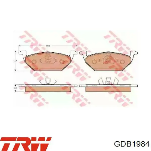 GDB1984 TRW колодки гальмівні передні, дискові