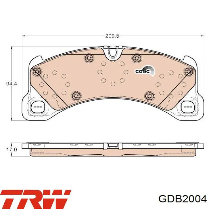 Колодки гальмівні передні, дискові GDB2004 TRW