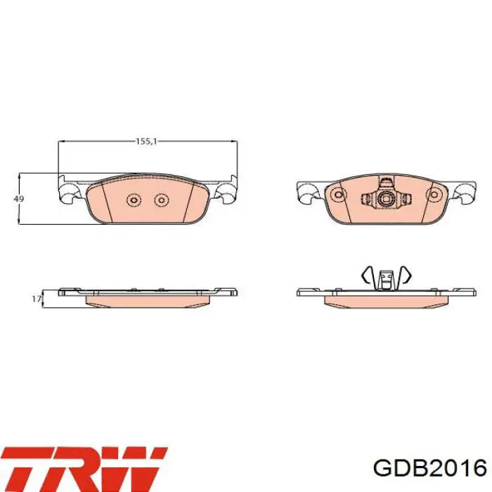 GDB2016 TRW колодки гальмівні передні, дискові