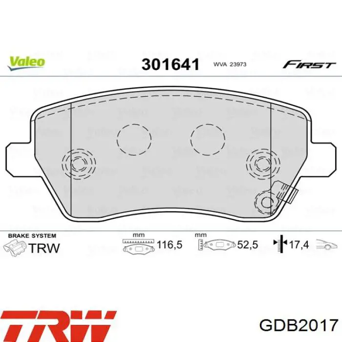 Тормозні колодки TRW GDB2017