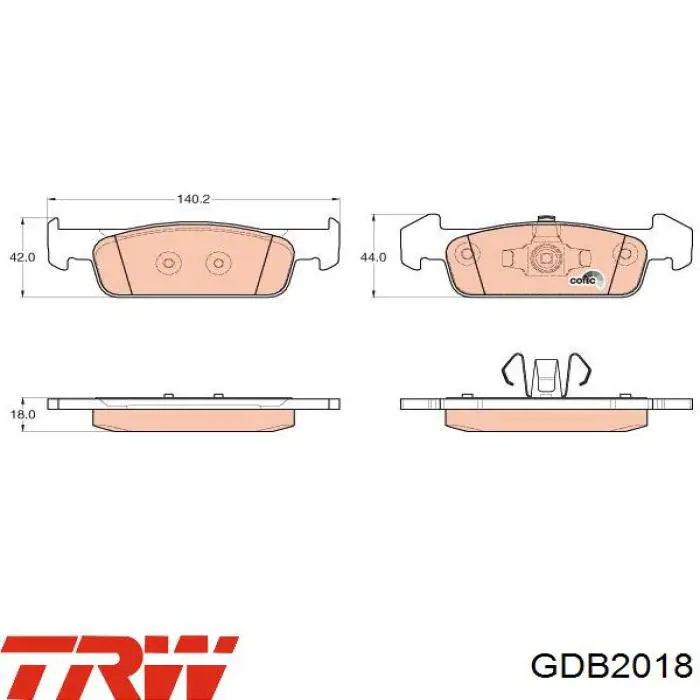 Передні тормозні колодки GDB2018 TRW