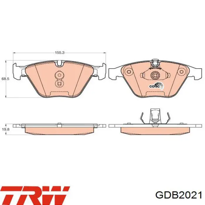 Купити GDB2021 TRW Колодки гальмівні передні, дискові