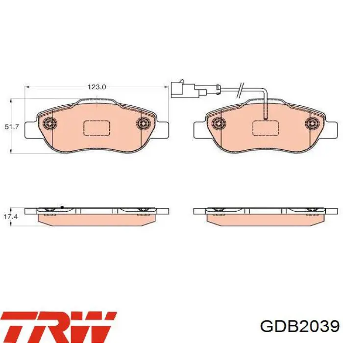 GDB2039 TRW колодки гальмівні передні, дискові