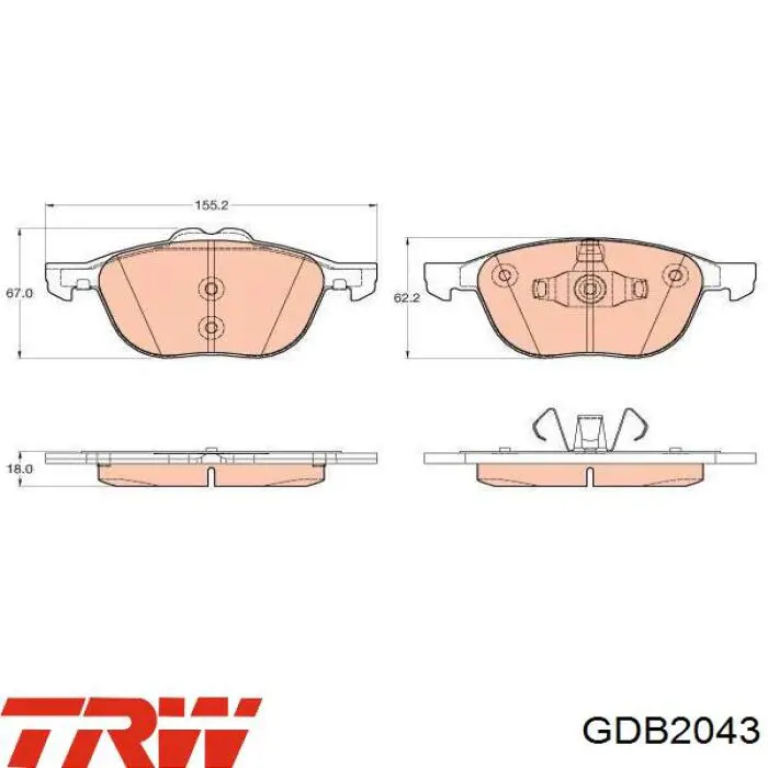 Колодки гальмівні передні, дискові GDB2043 TRW