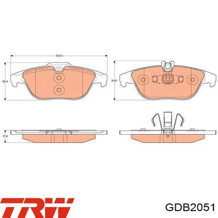 Колодки гальмові задні, дискові GDB2051 TRW