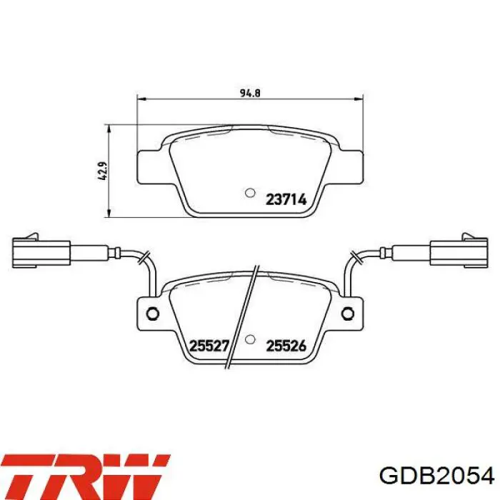 Купити GDB2054 TRW Задні колодки