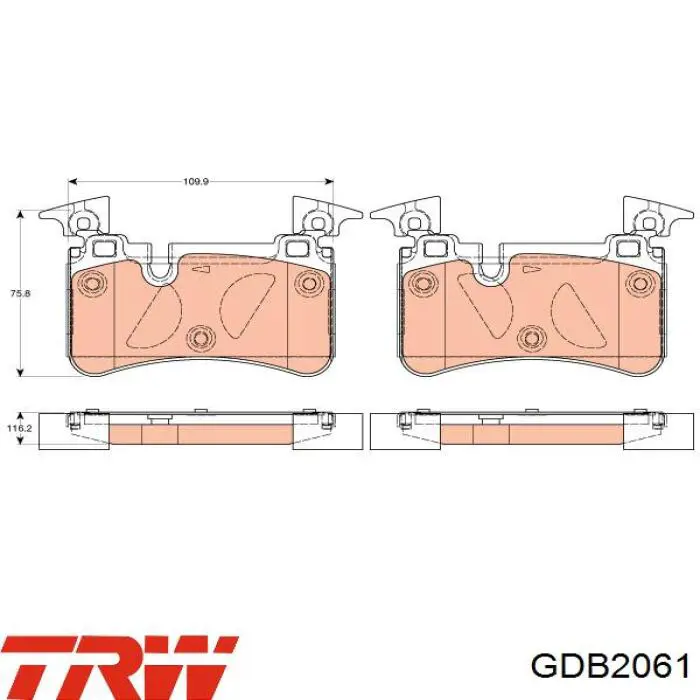 Колодки гальмові задні, дискові GDB2061 TRW