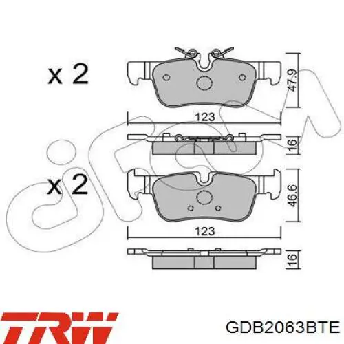 Купити GDB2063BTE TRW Задні колодки