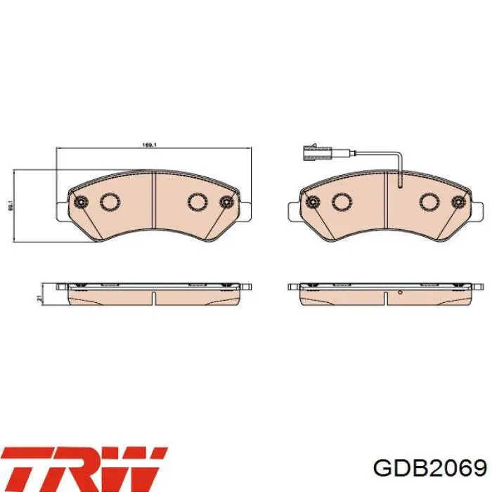 Купити GDB2069 TRW Колодки гальмівні передні, дискові