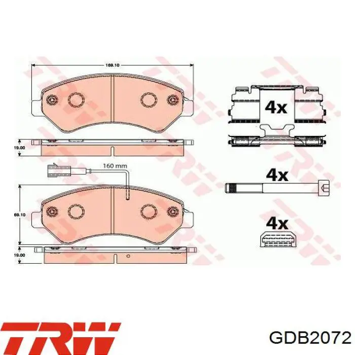 GDB2072 TRW колодки гальмівні передні, дискові
