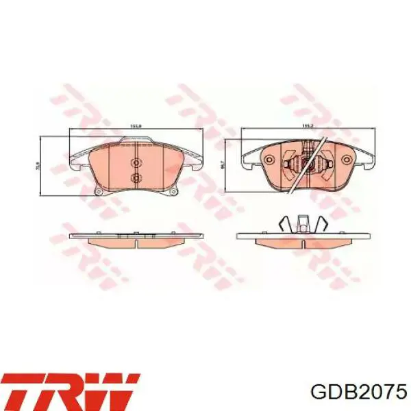 GDB2075 TRW колодки гальмівні передні, дискові
